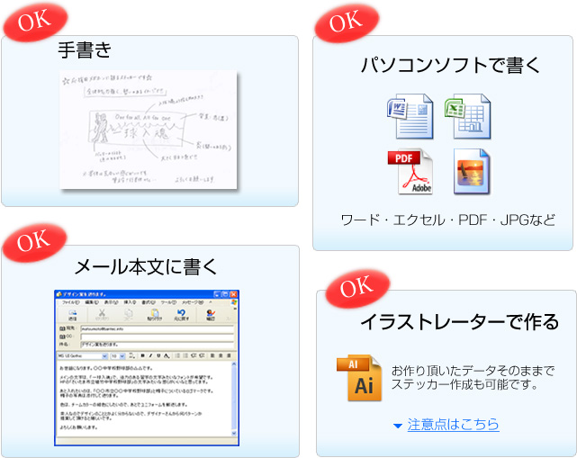 メールでもFAXでも郵送でもOK