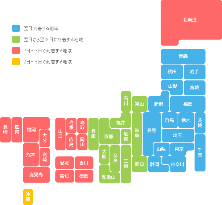 各県の配達目安日